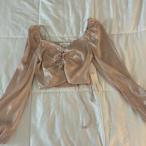 Urban Romantics Dusty Pink Long Sleeve Crop Top